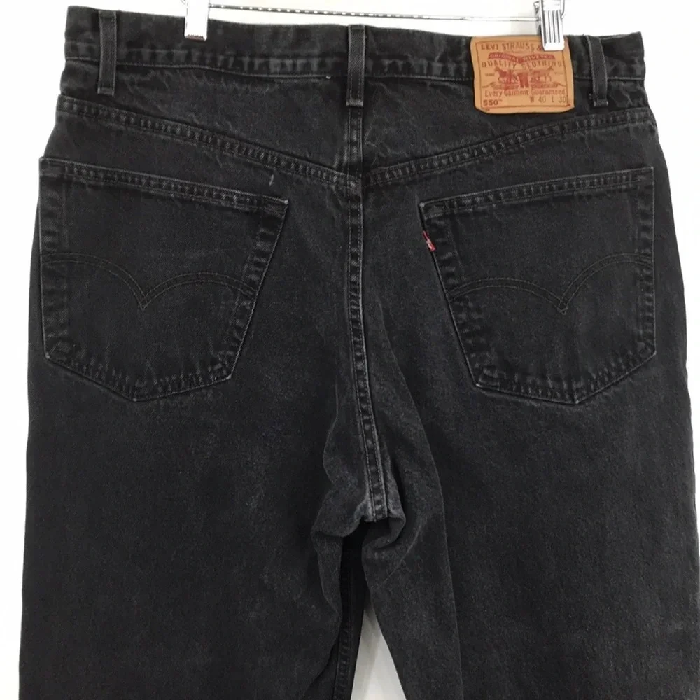 Levis 550 Jeans Mens 40x30 Black Denim Relaxed Fit 100% Cotton Vintage‎ 1999